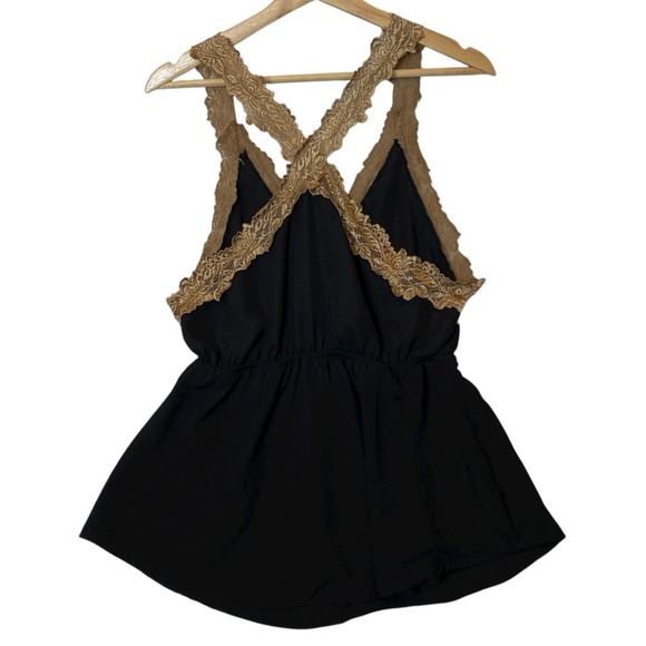 BKE Boutique Babydoll Peplum Tank Top S Black Glam Clubwear Boho Chic Whimsigoth - Picture 3 of 9